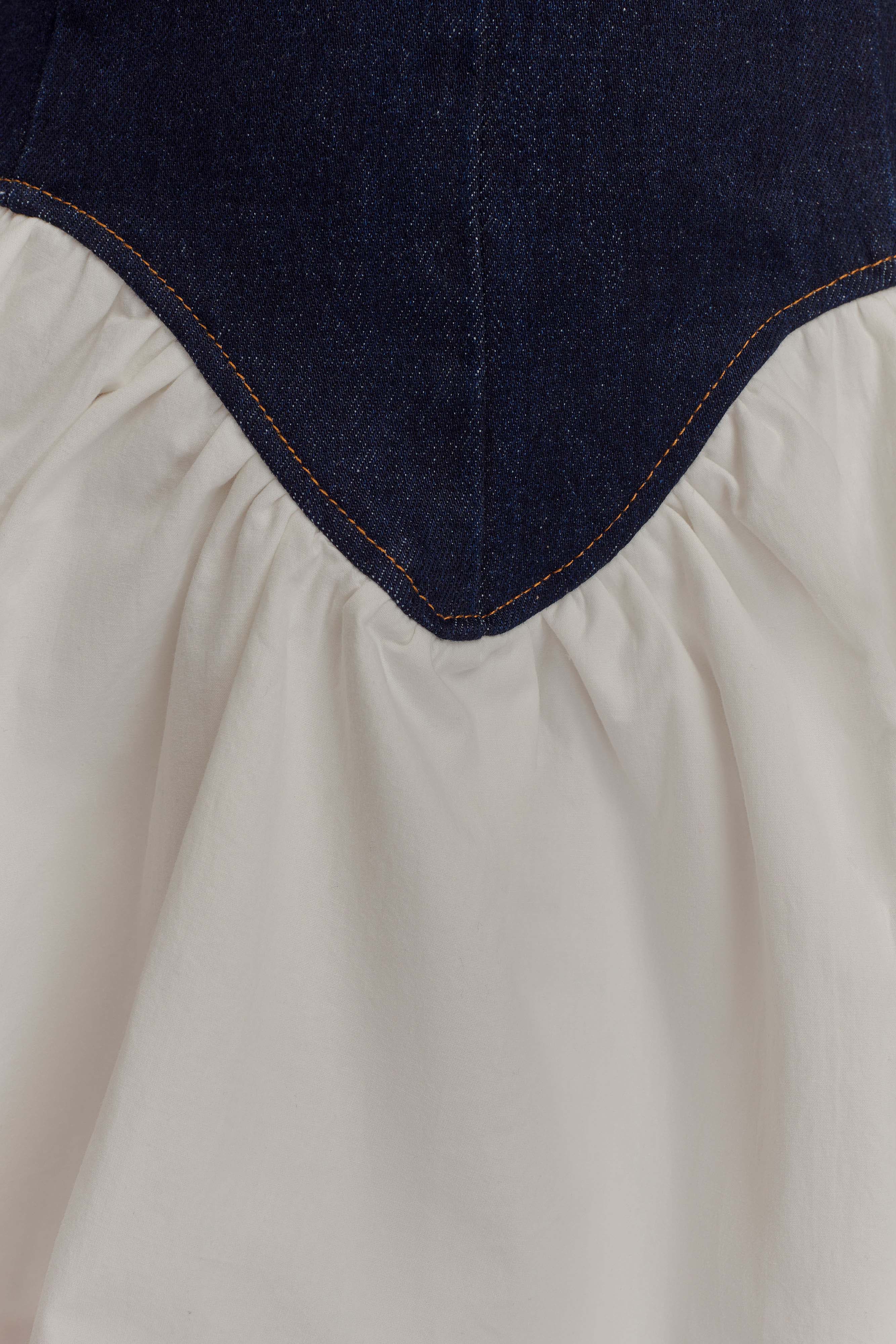 Merlyn Çivit Mavi Denim Pamuklu Mini Elbise