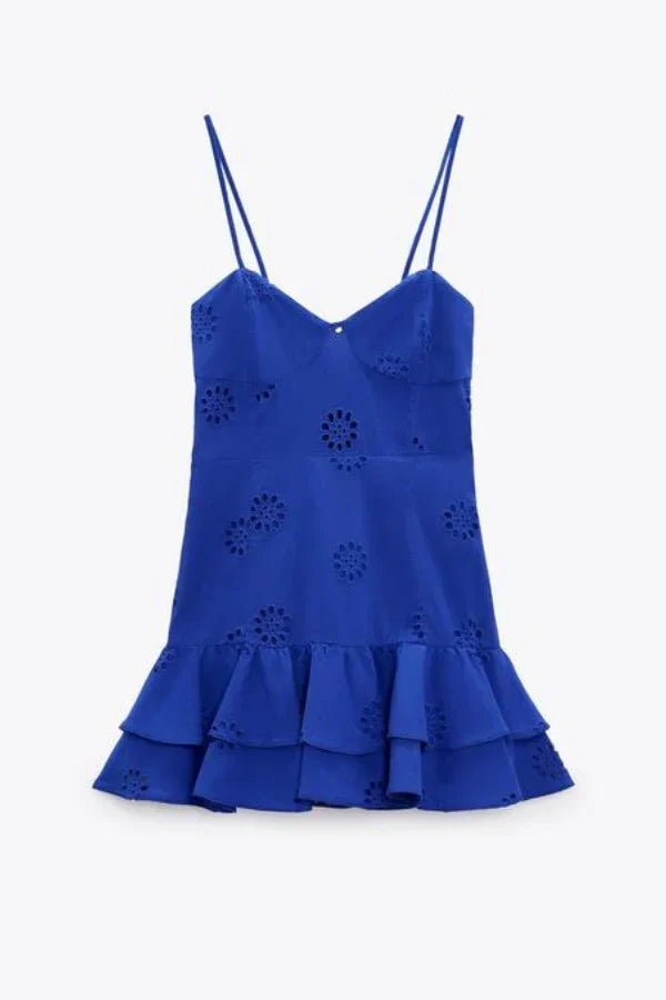 Azure Elegance Kuşgözlü Mini Elbise