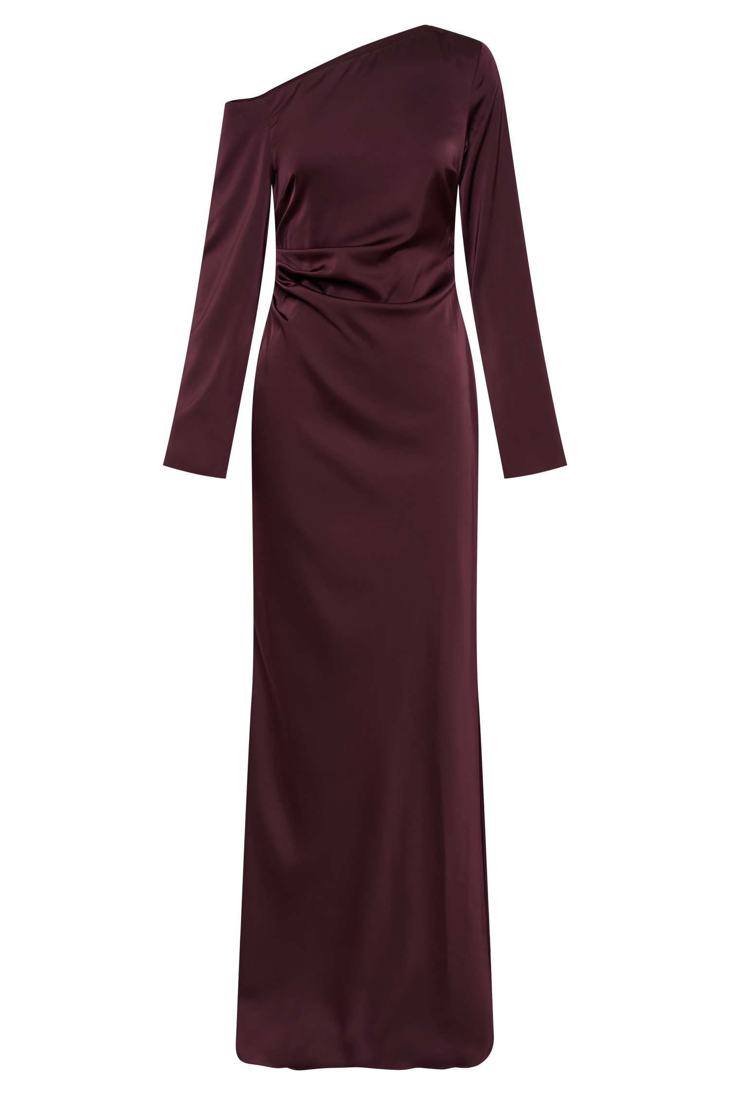Avery Uzun Kollu Maxi Elbise - Mürdüm