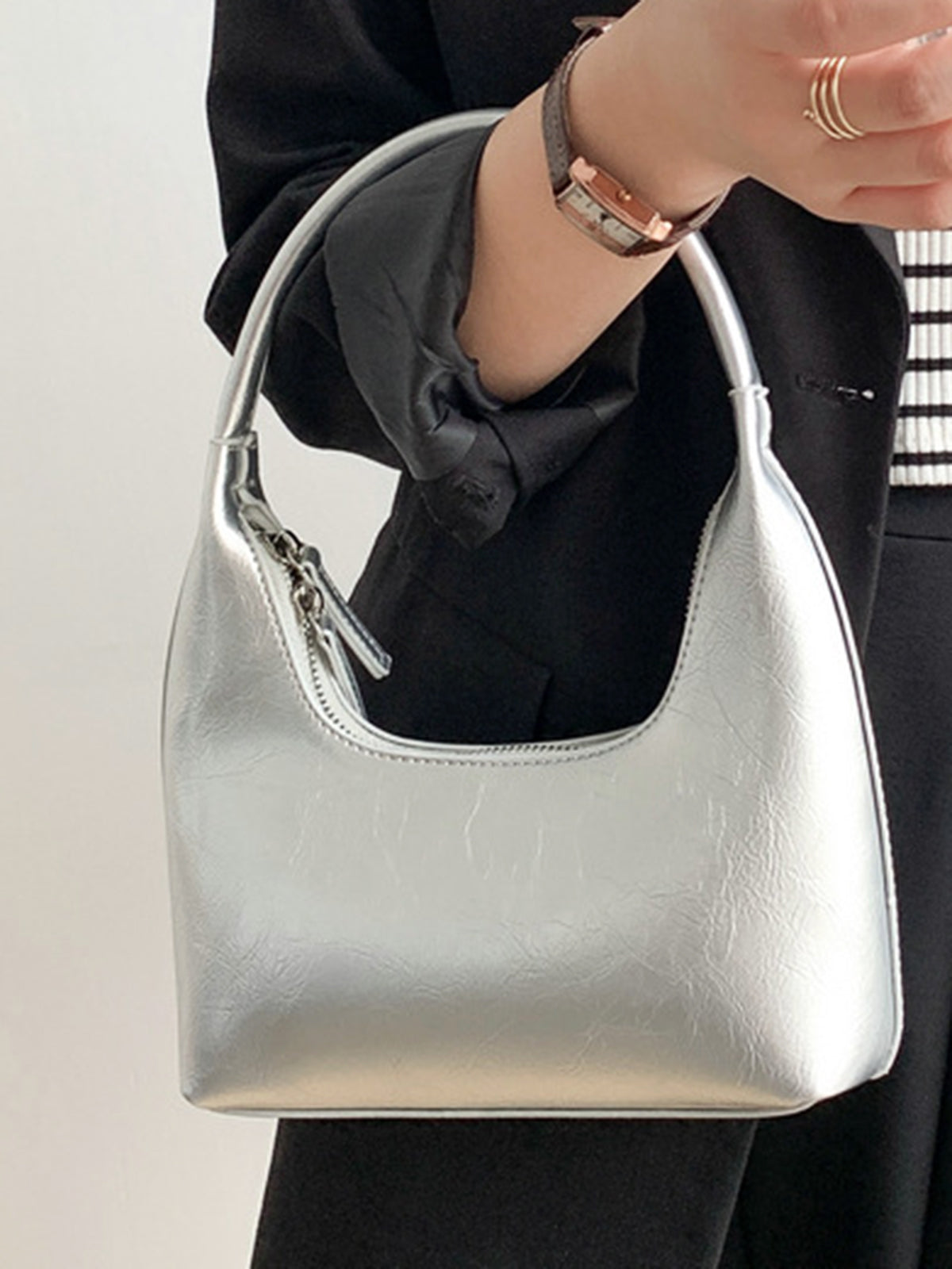 Mini Funky Omuz Çantası Gümüş Regular Fit