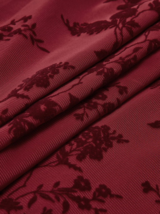 Baskılı File Kolsuz Abiye V Yaka Uzun Elbise