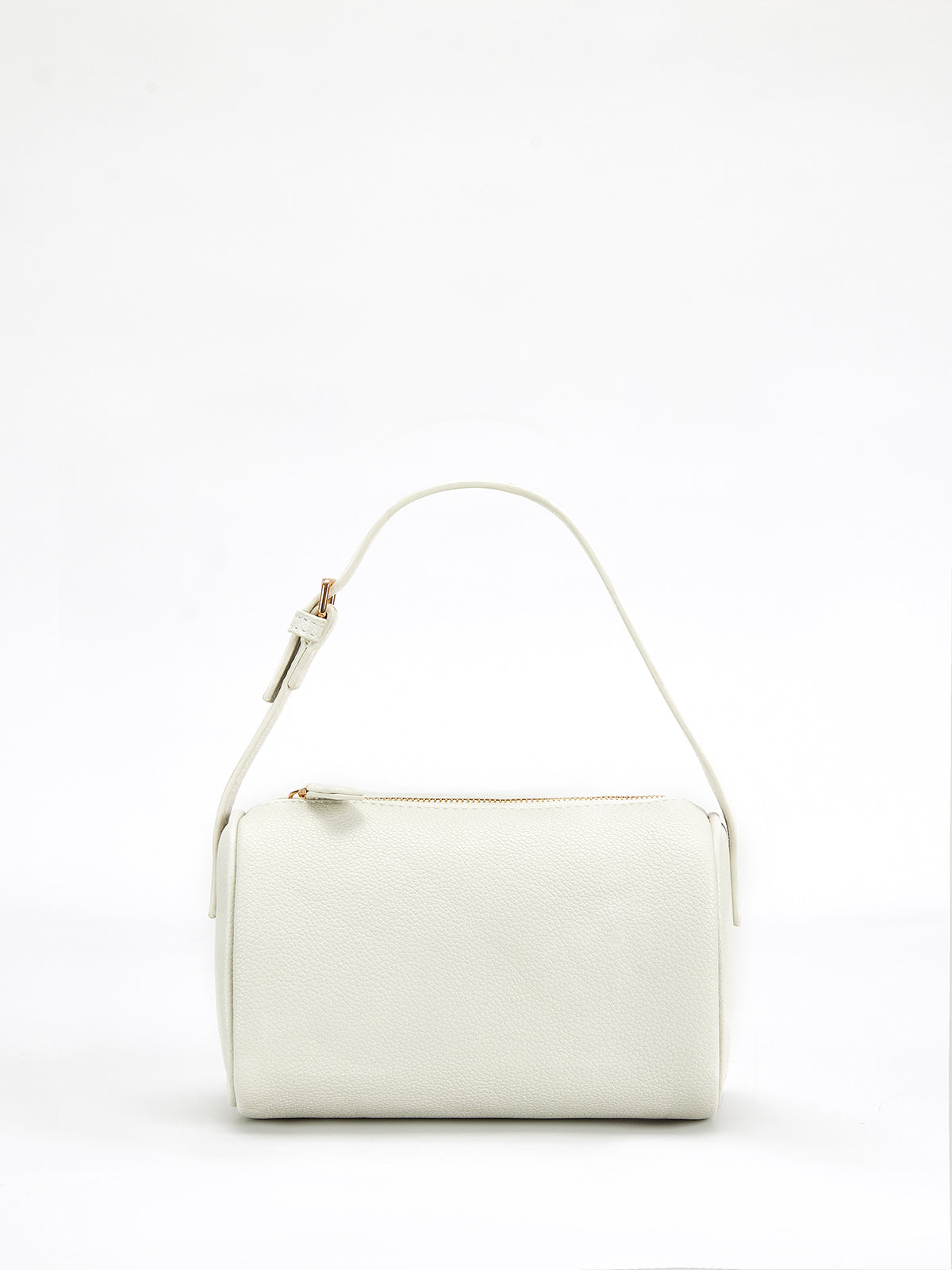 Mini El Çantası Ekru Altın Detaylı Suni Deri