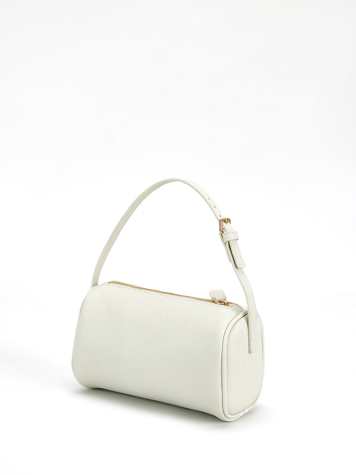 Mini El Çantası Ekru Altın Detaylı Suni Deri