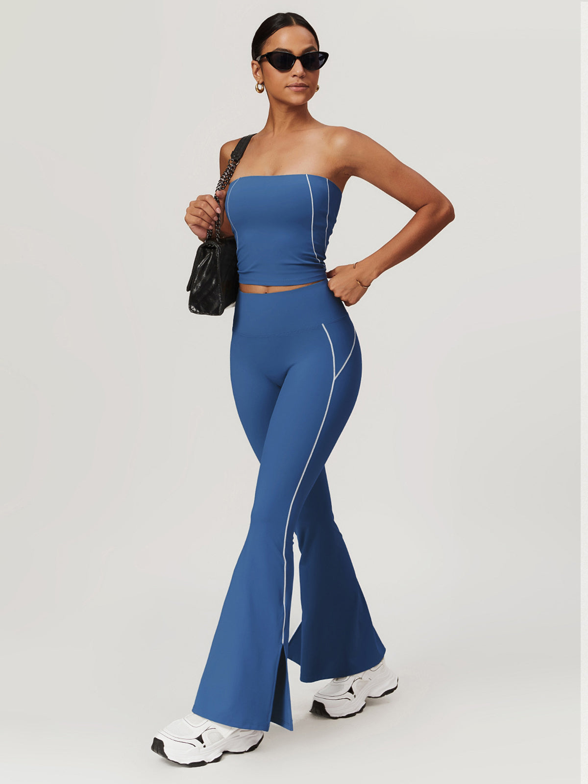 Yüksek Bel Kalça Kaldıran Flare Tayt Siyah Spor