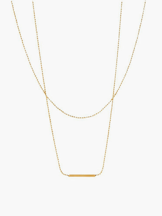 Çift Katlı Altın Damla Kolye