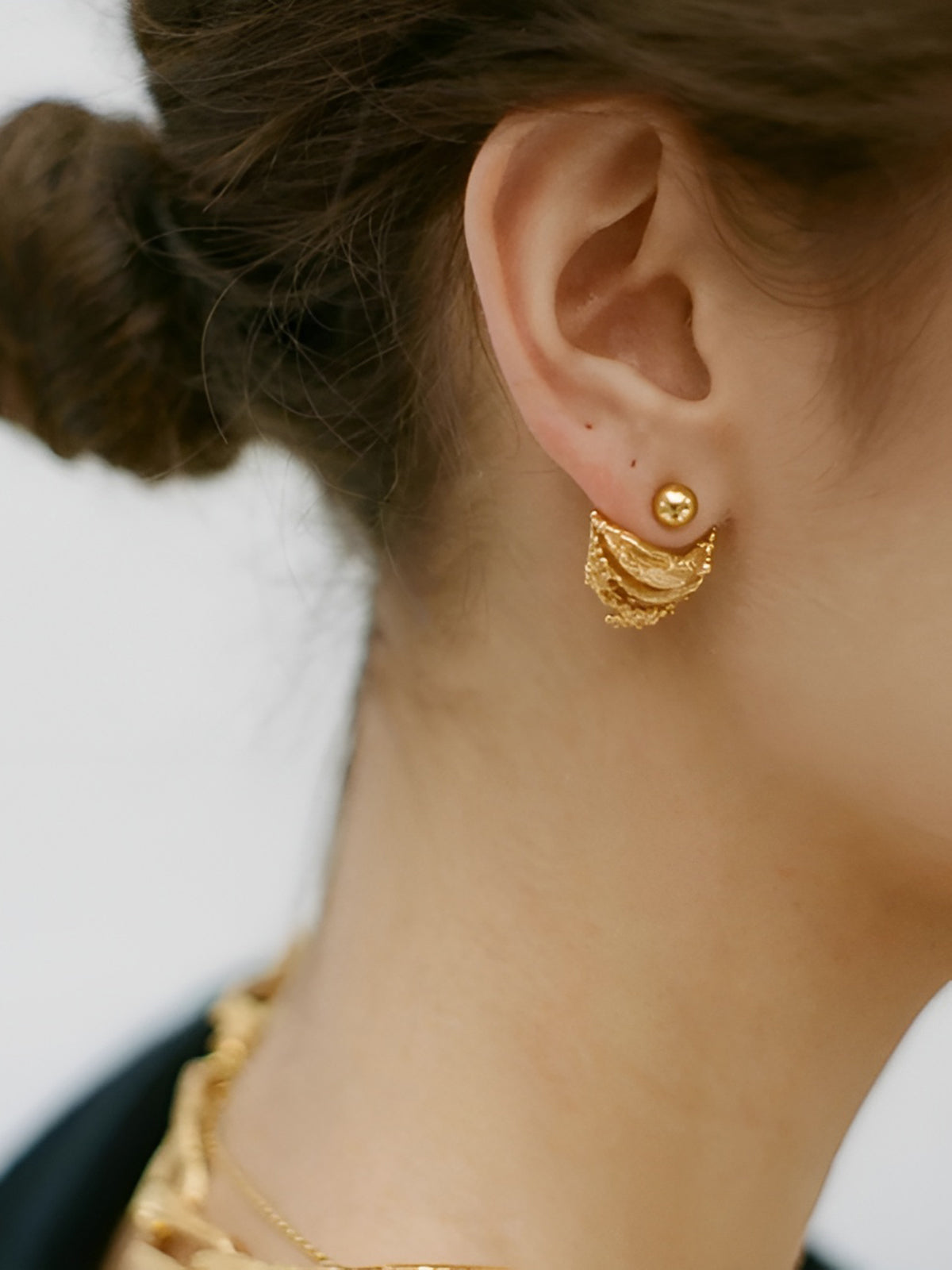 Retro Düzensiz Kavisli Küpe Altın Kaplama 18K