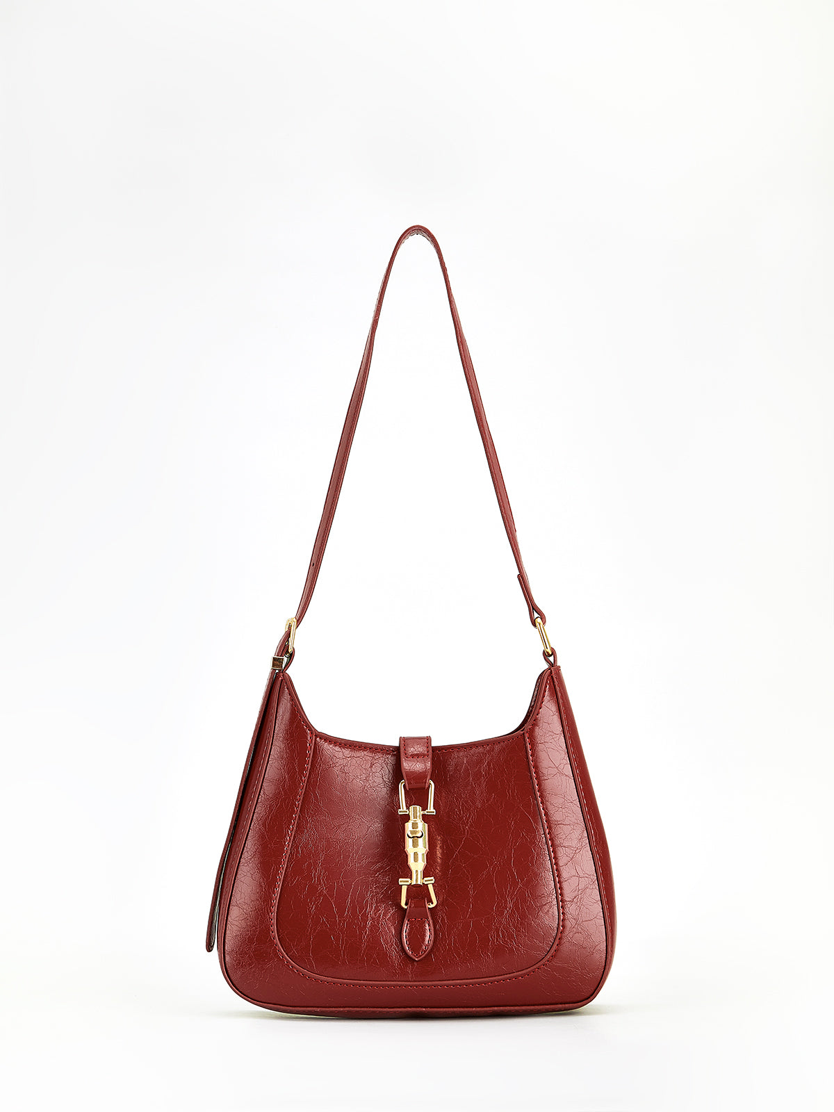 Mıknatıs Kapatmalı Fermuarlı Omuz Çantası Bordo