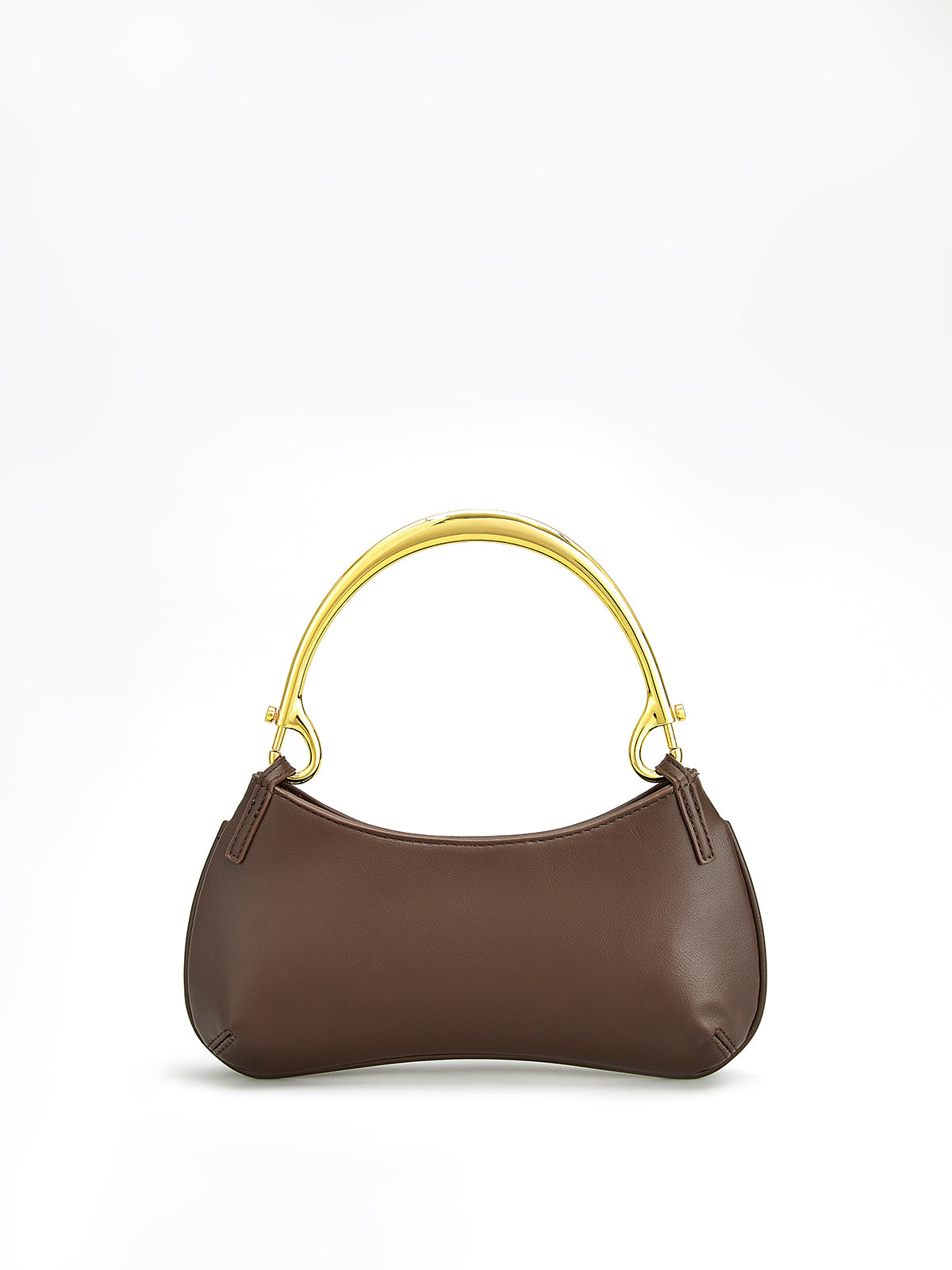 Metal Saplı Fermuarlı Koltuk Altı Çantası Kahverengi