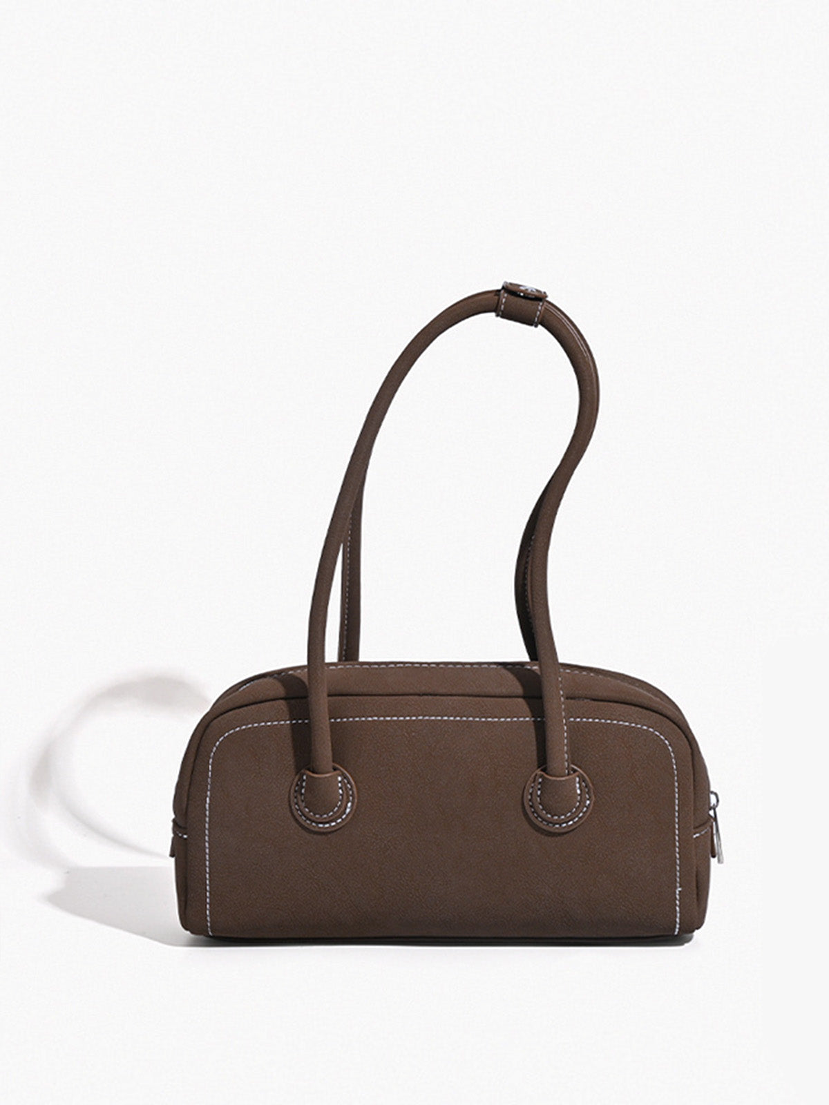 Strass Dekorlu Saplı Çanta Koyu Kahverengi Puantiyeli