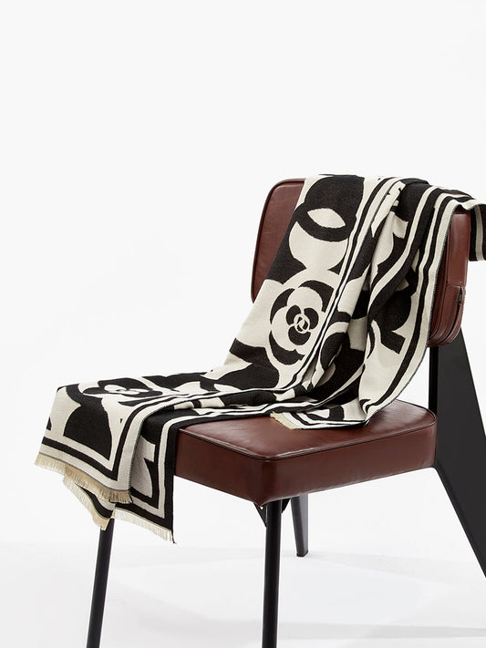 Vintage Çiçek Desenli Püsküllü Şal