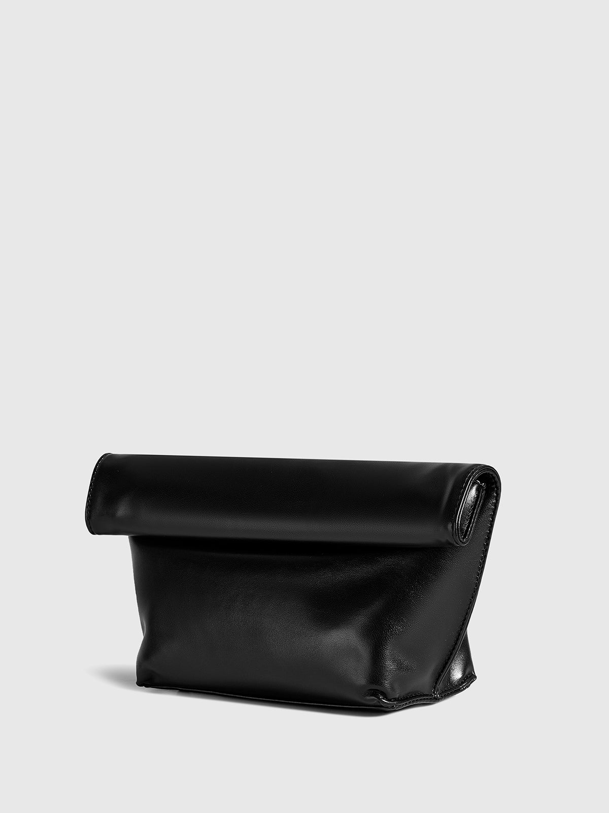 Minimalist Yuvarlak Kenar Zarf Clutch Çantası Siyah