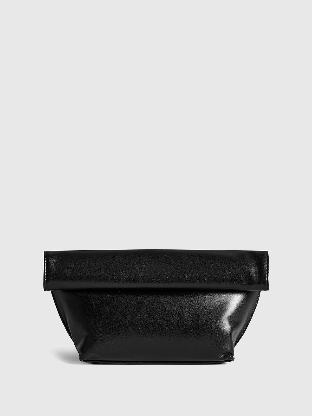 Minimalist Yuvarlak Kenar Zarf Clutch Çantası Siyah