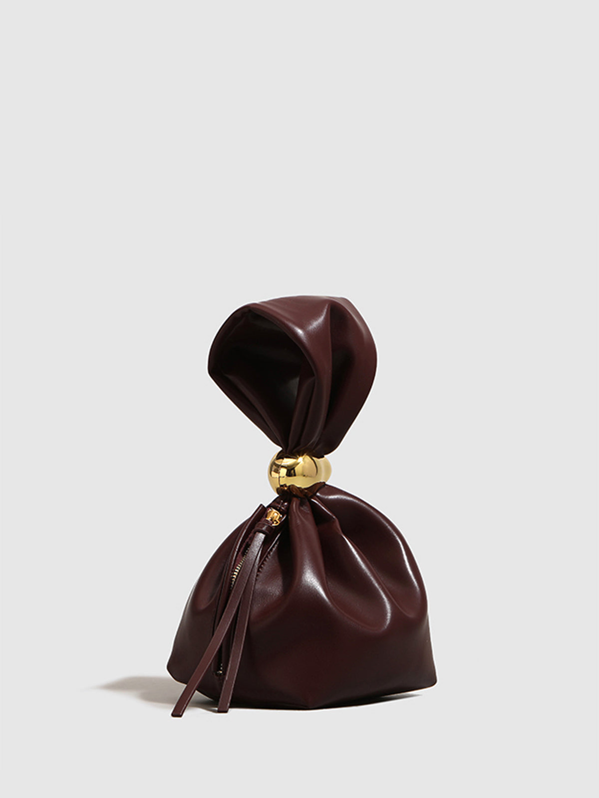 Oval Yüzük Detaylı Bağcıklı Kova Çanta Bordo