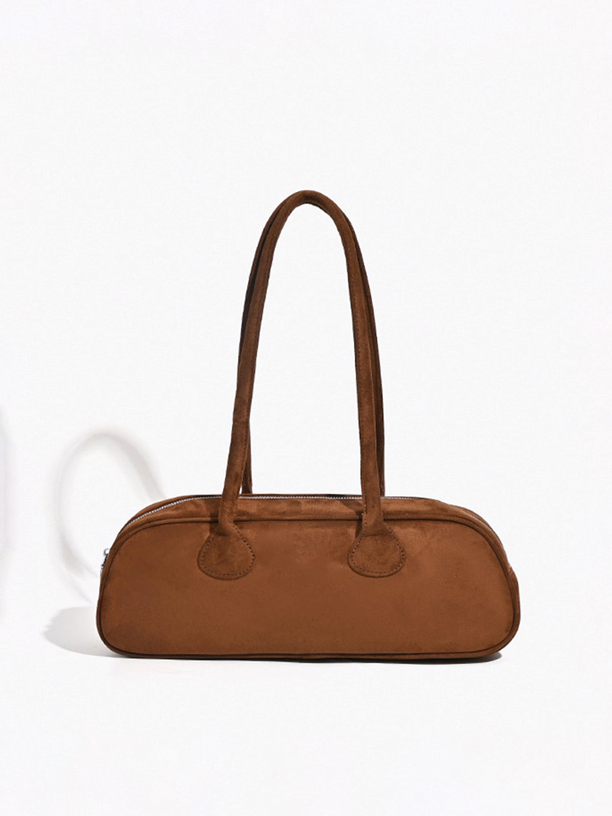 Üst Saplı Baguette Çanta Kahverengi Minimalist