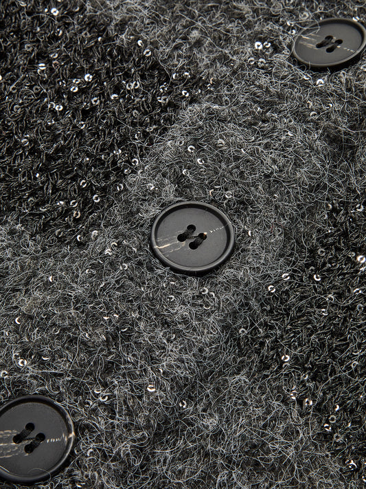 Geometrik Desenli Sıralı Payetli Triko Dış Giyim