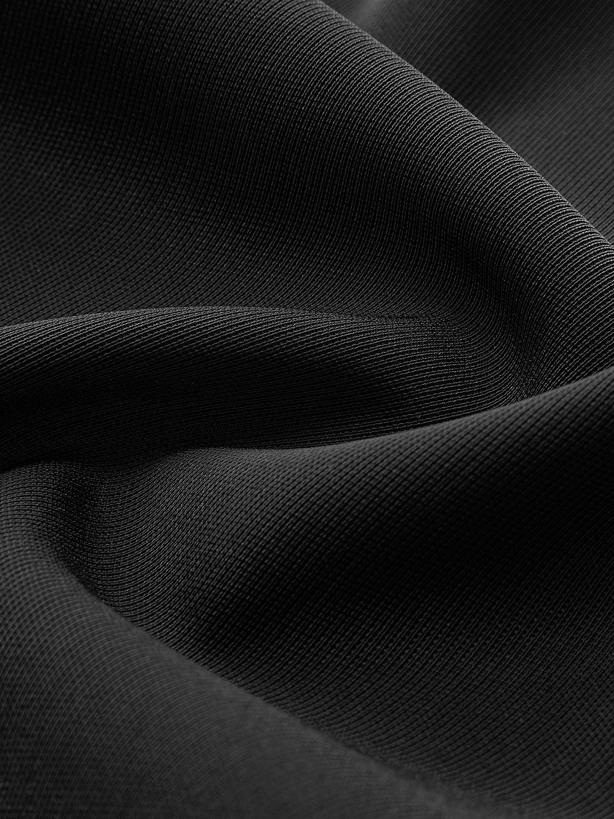 Kontrast Dikişli Göğüs Yaka Elbise Siyah Uzun Kol