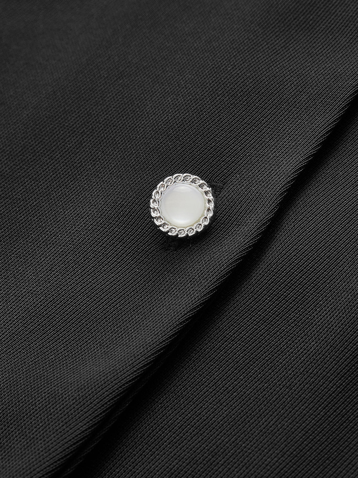 Kontrast Dikişli Göğüs Yaka Elbise Siyah Uzun Kol