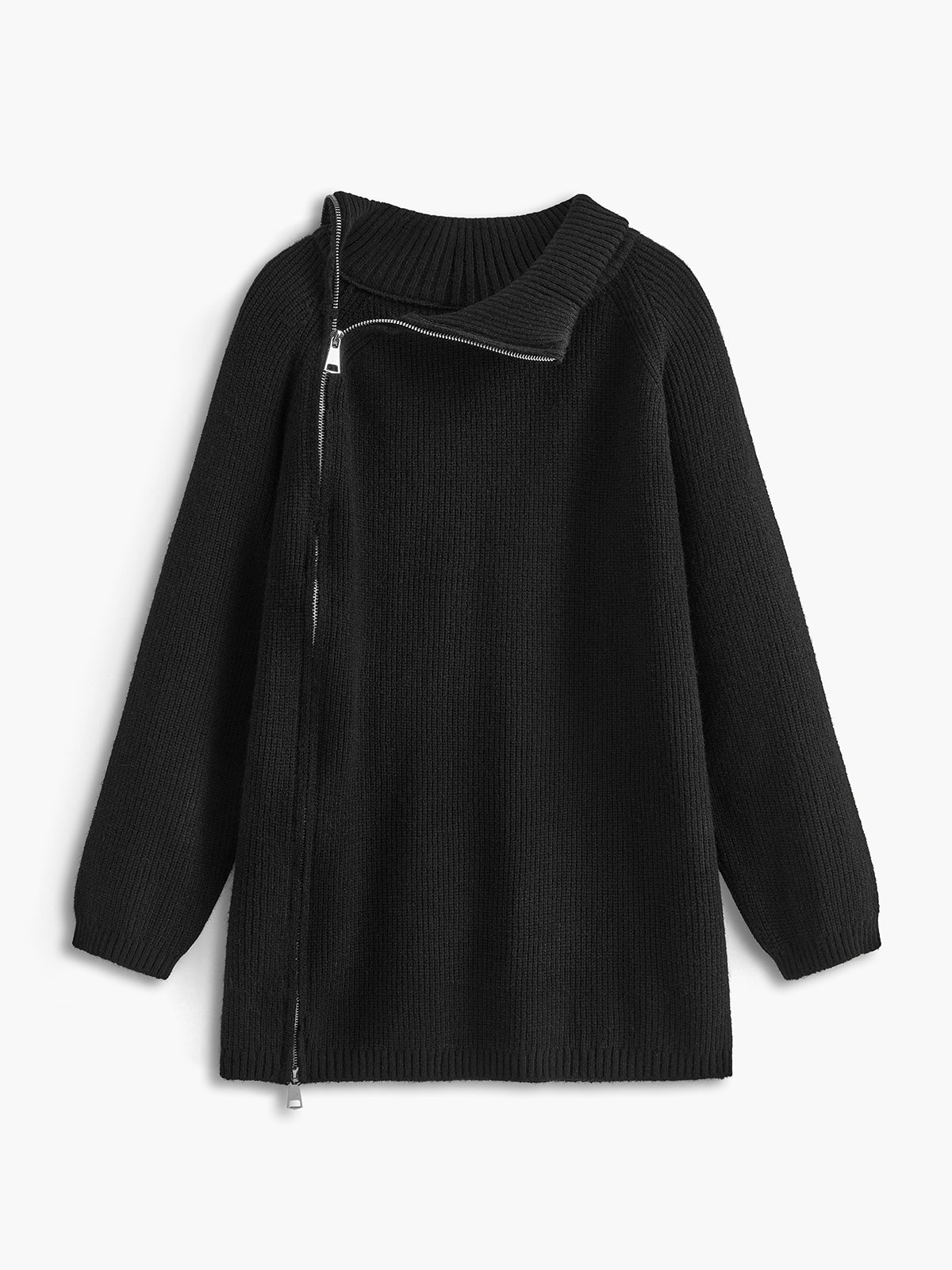 Turtleneck Yan Fermuarlı Örgü Üst
