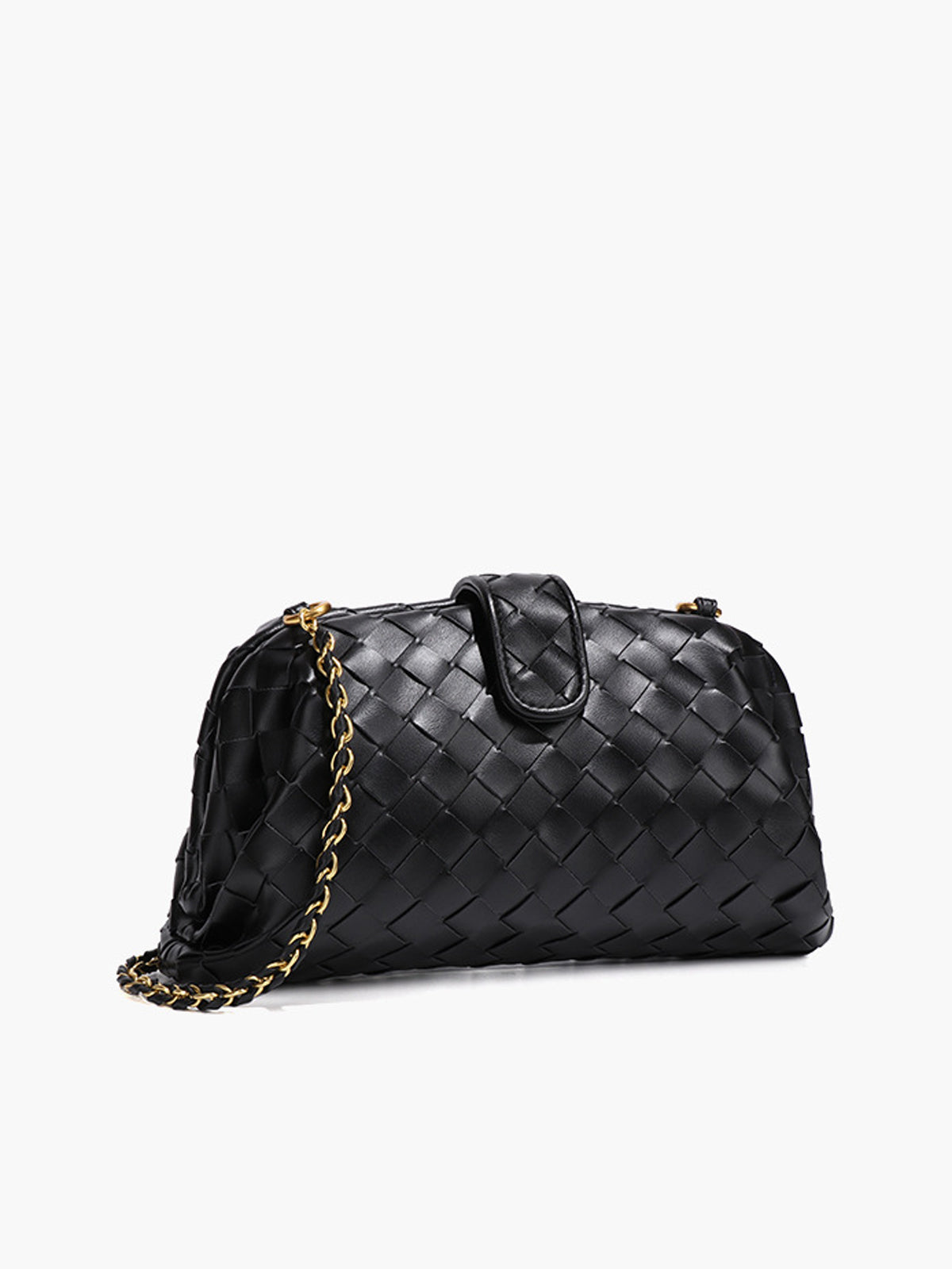 Örgü Bulut Omuz Çantası Siyah Dumpling Model