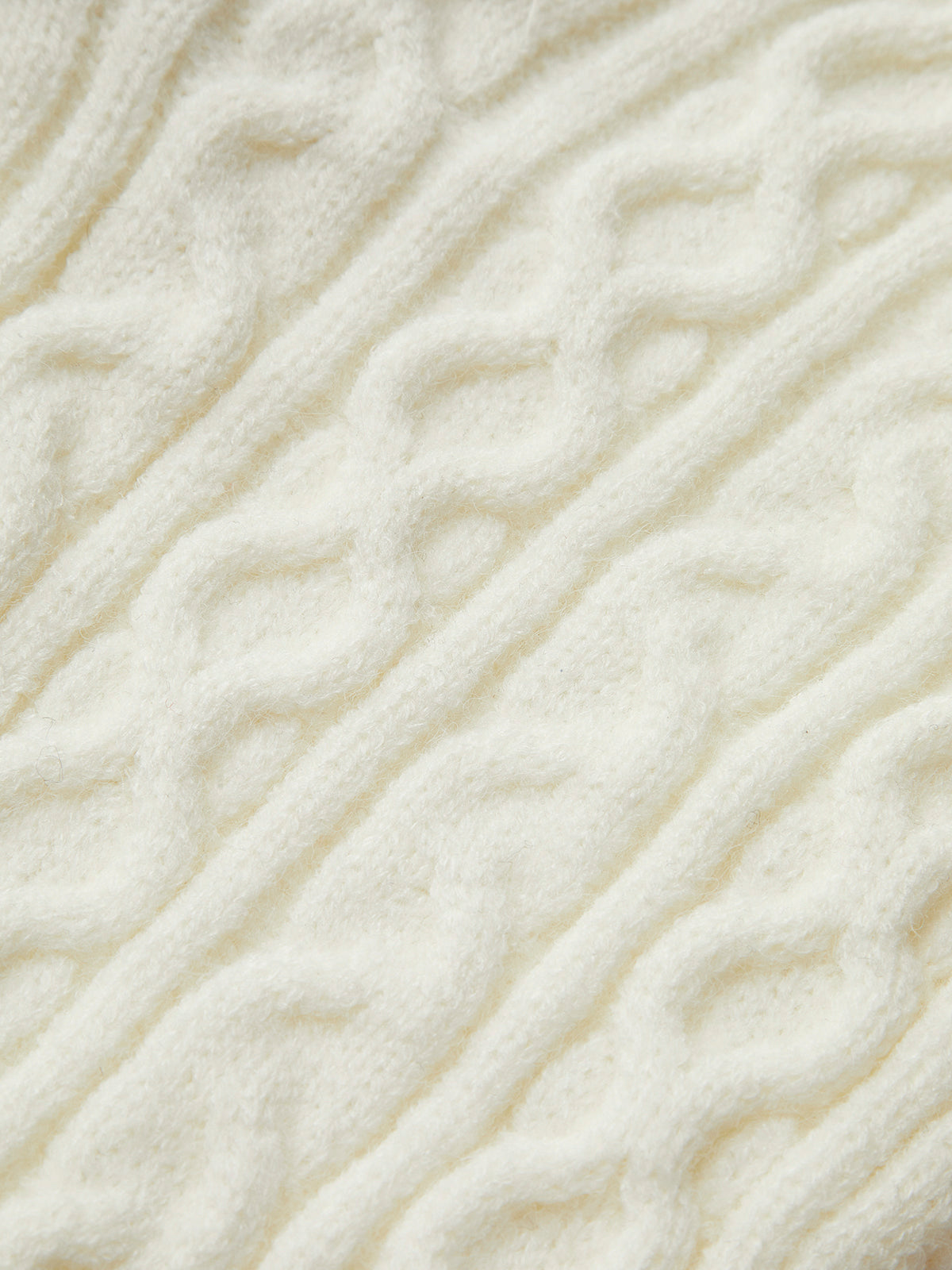 Düğmeli Klipsli Yaka Panelli Örgü Hırka Ekru Fermuarlı