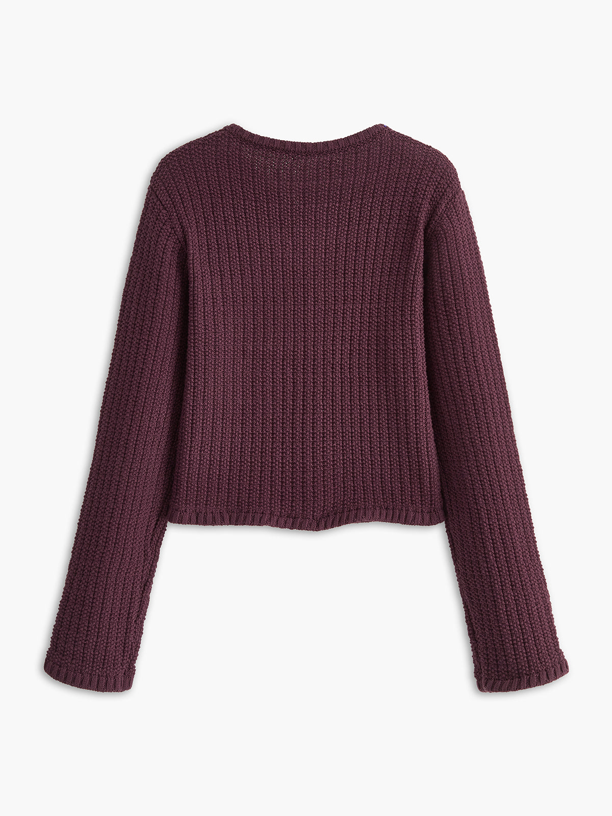 Altın Düğmeli Dokulu Hırka Bordo V Yaka