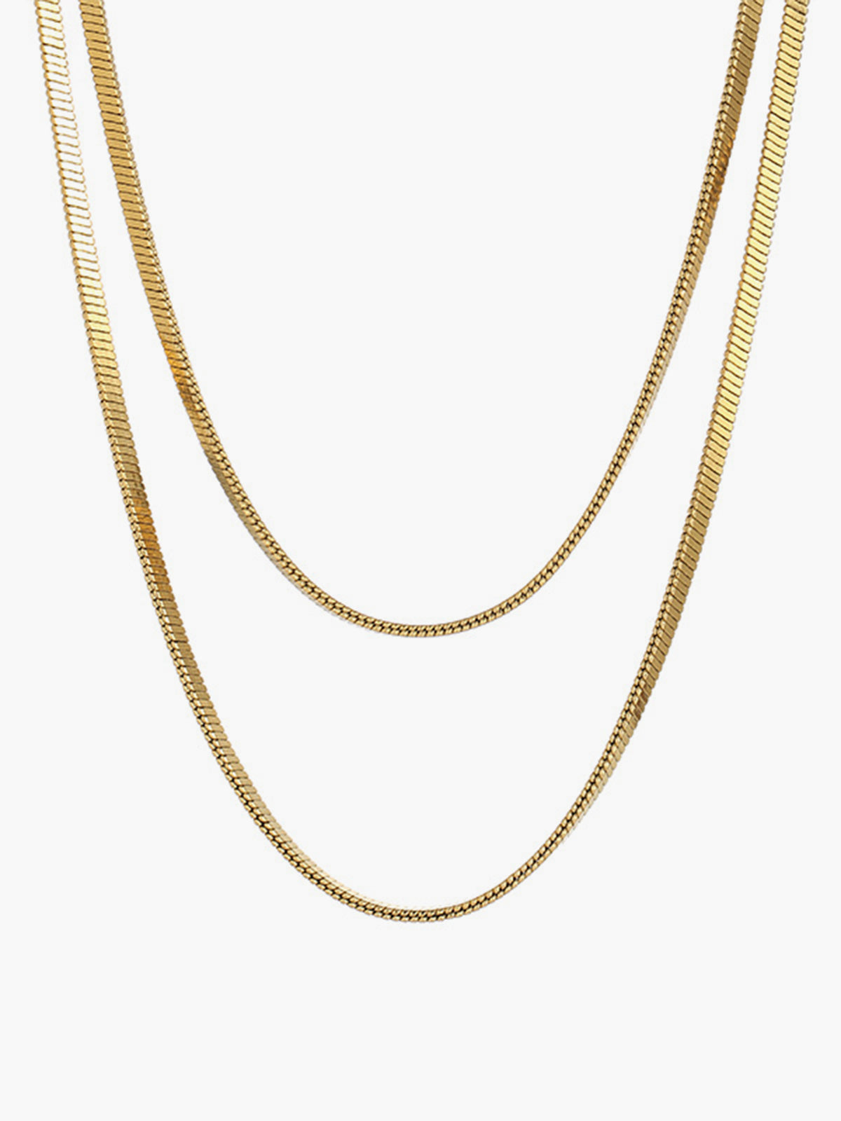 Yılan Zincir Katmanlı Kolye Altın Titanyum Çelik