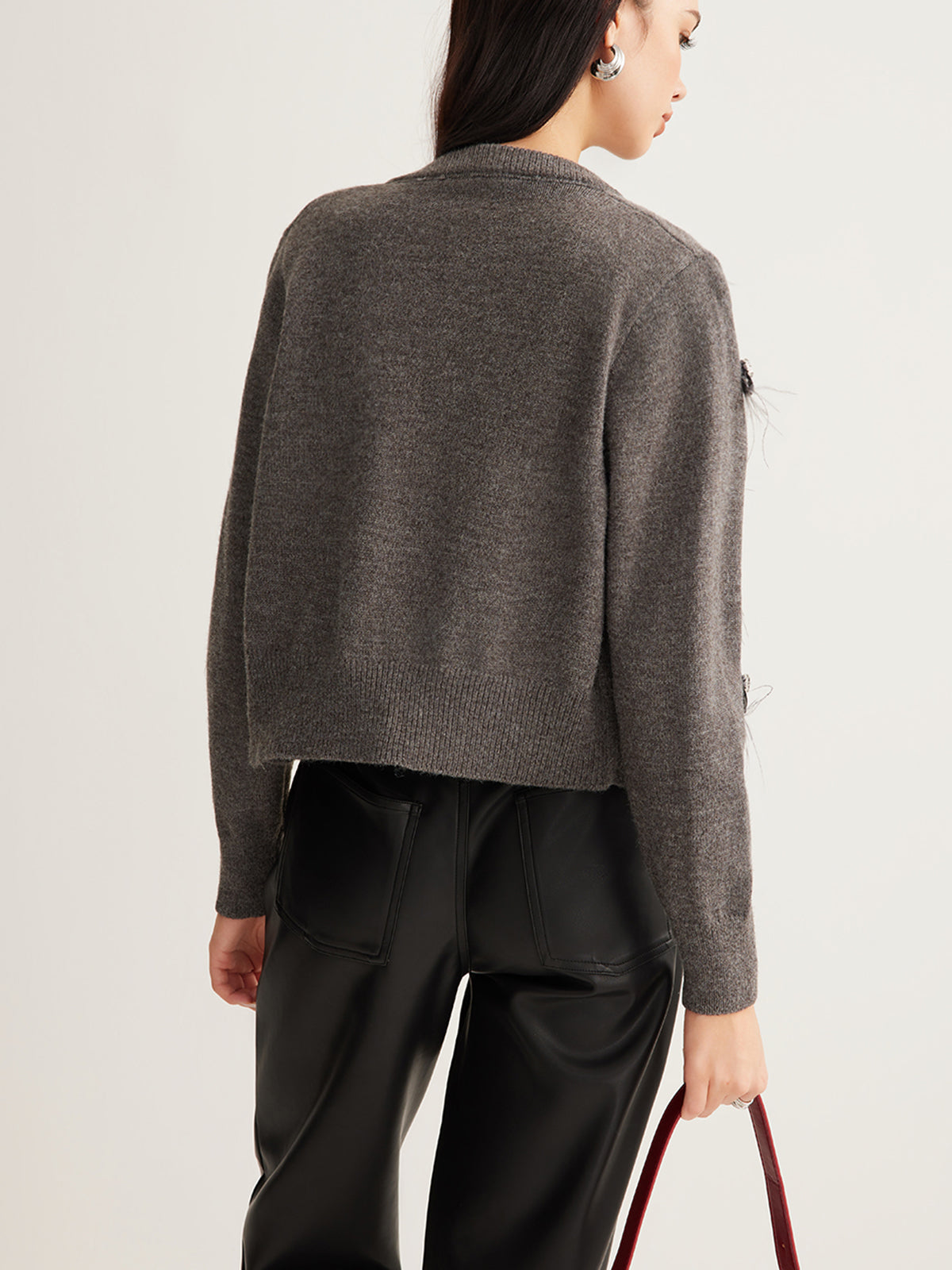 Sıcak Hava Düğmeli Sıralı Kadife Hırka