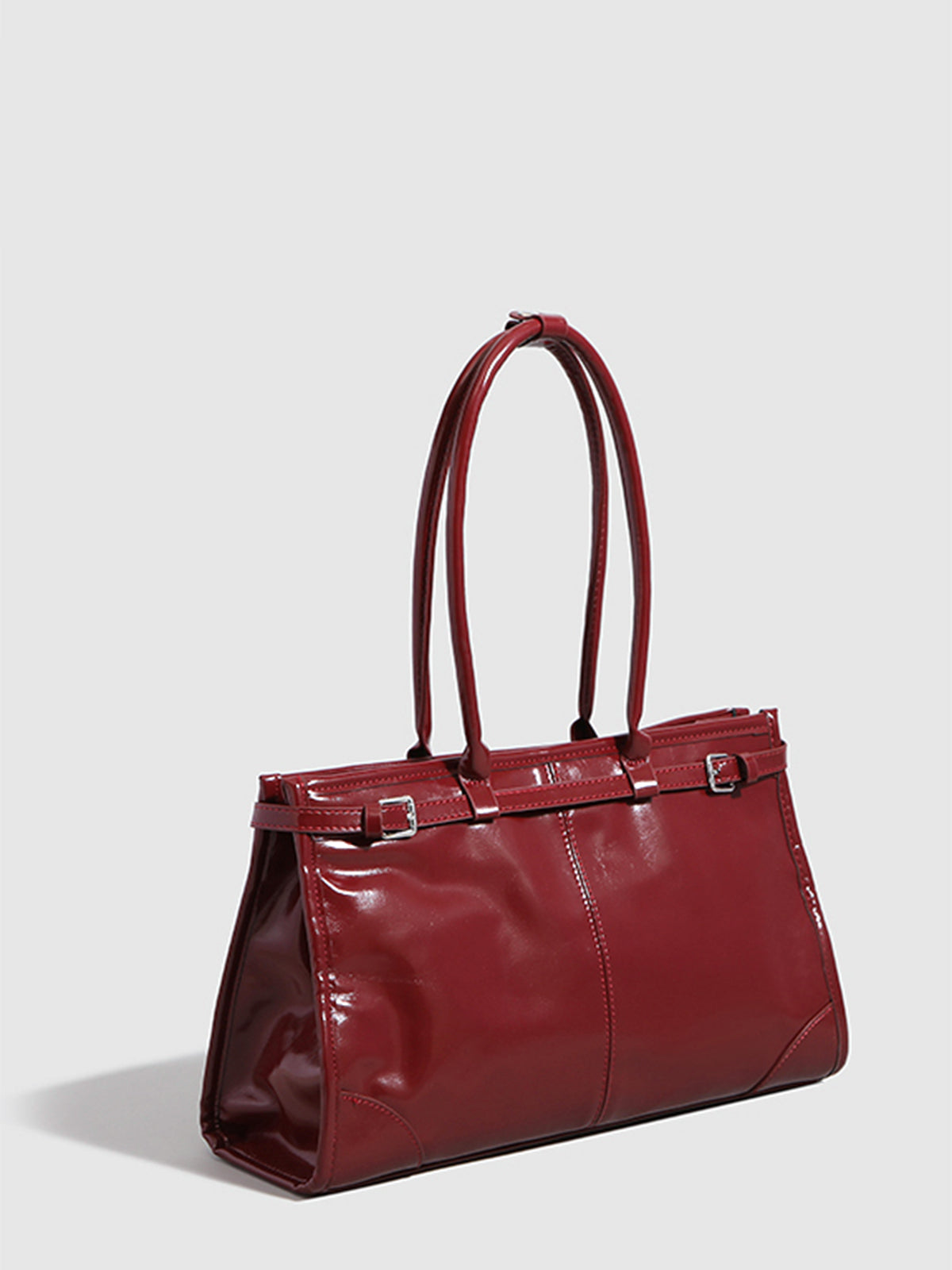 Minimalist Tote Çanta Bordo Taşınabilir Üst Kollu