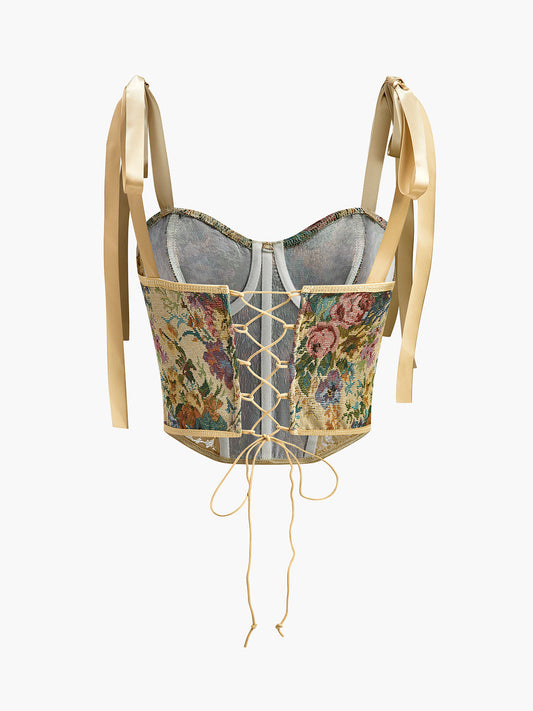 Çiçek Nakışlı Kordonlu Korsaj