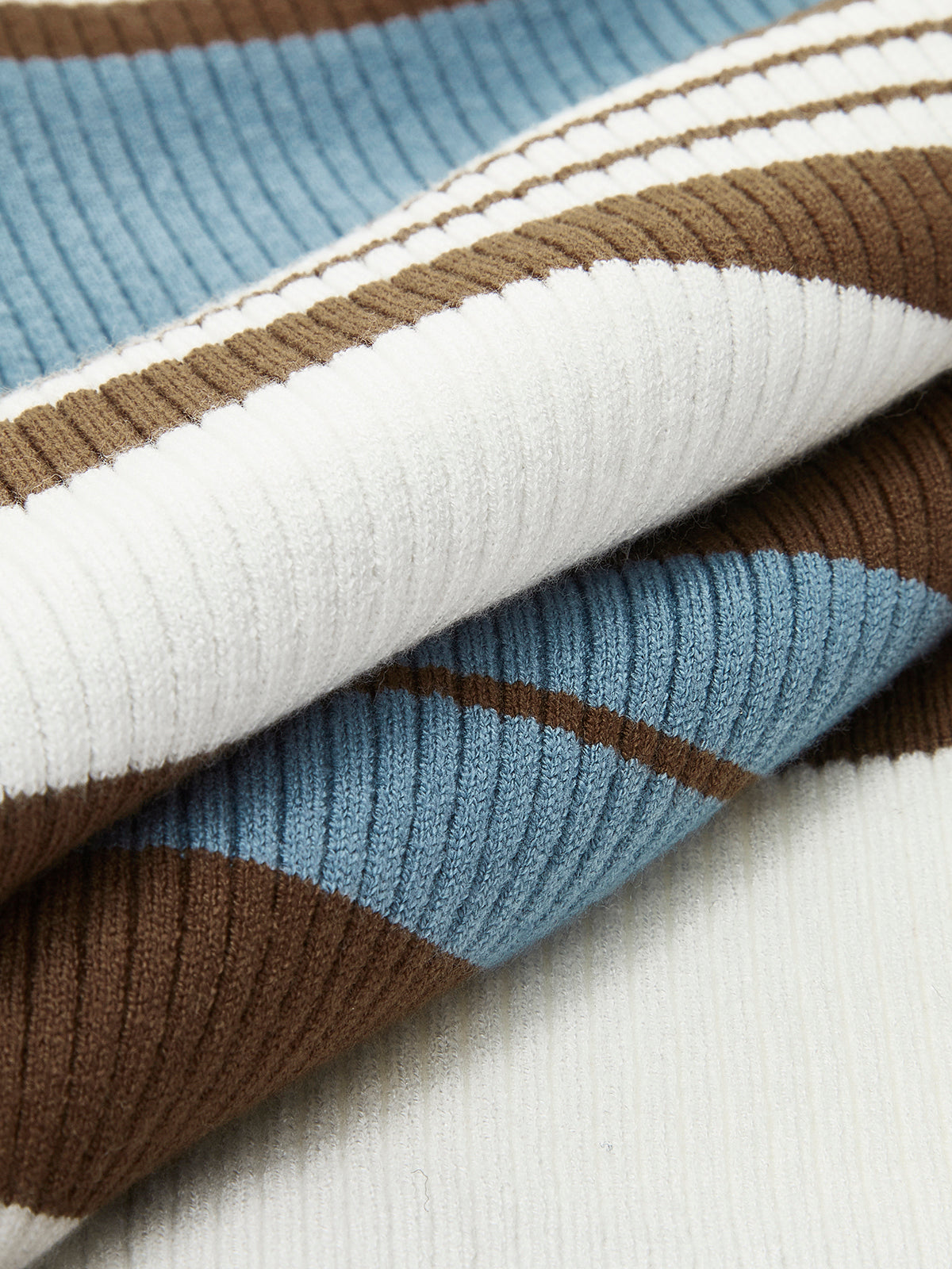 Renk Bloklu Polo Yaka İnce Hırka Kahverengi Mavi