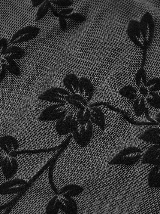 Çiçek Desenli Mesh Korse