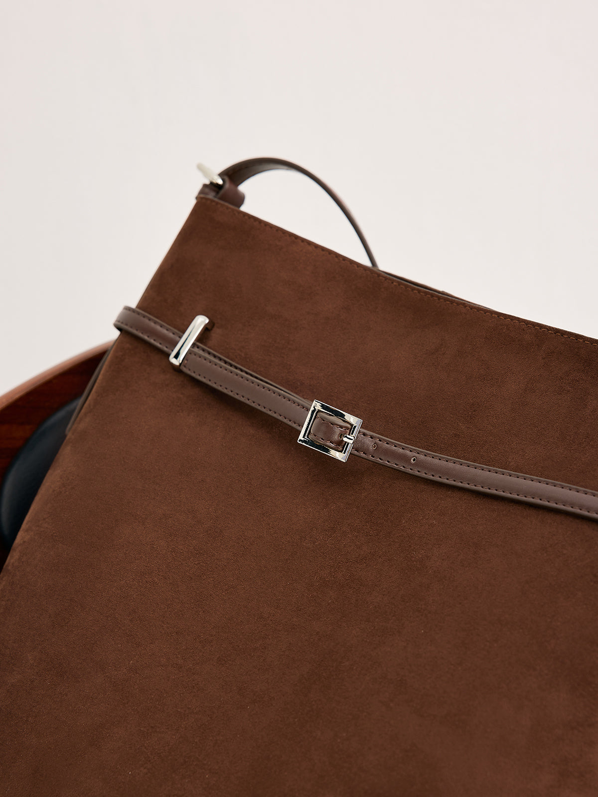 Süet Tokalı Kovboy Çantası Koyu Kahverengi Çok Amaçlı