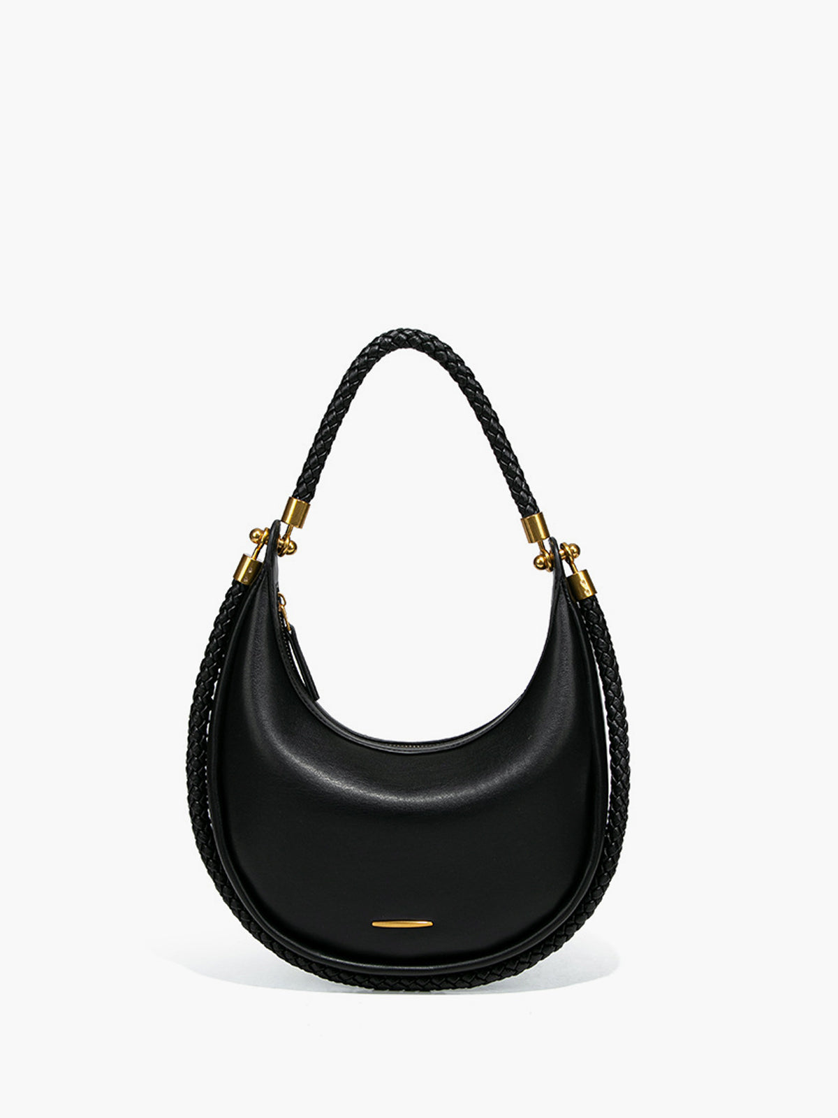 Şık Kavisli Çapraz Çanta Dokuma Saplar Siyah