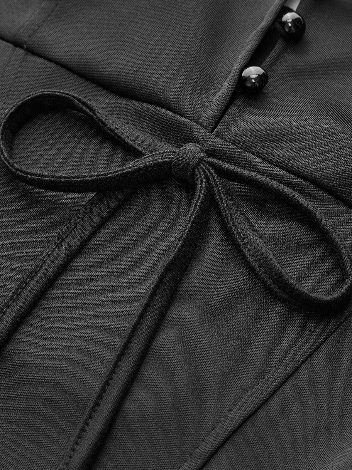 Dantel Detaylı Marul Kenarlı Abiye Elbise Siyah Sırtı Açık