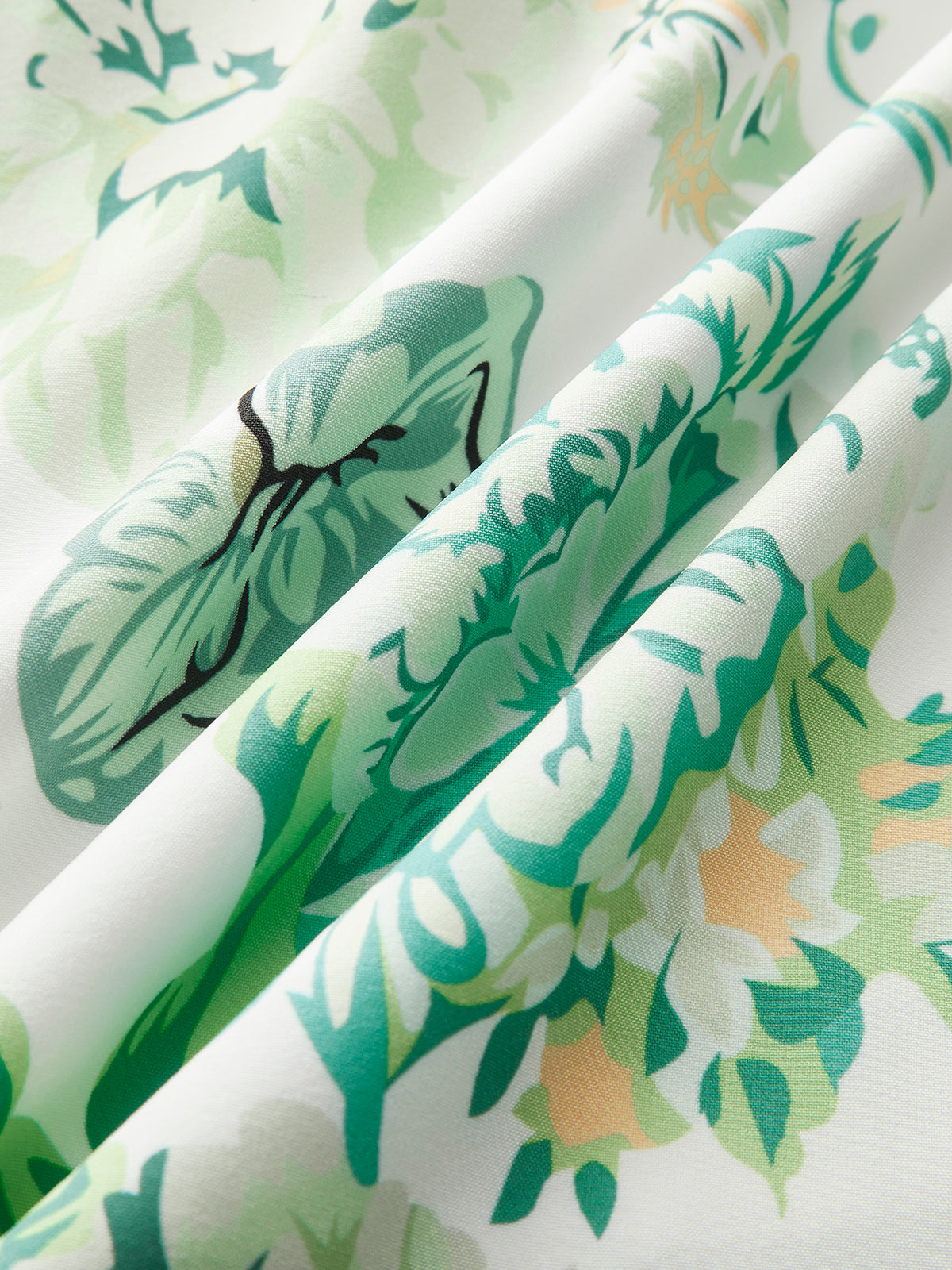 Çiçek Desenli Kuşaklı Sırt Dekolteli Elbise Yeşil Kare Yaka