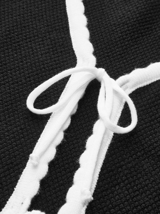 Şık Çizgili Bağlamalı Yelek ile Rahat Tarz