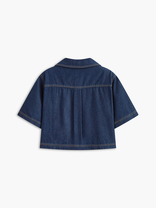 Şık Denim Kısa Takım Trendy Cep Detayı ile