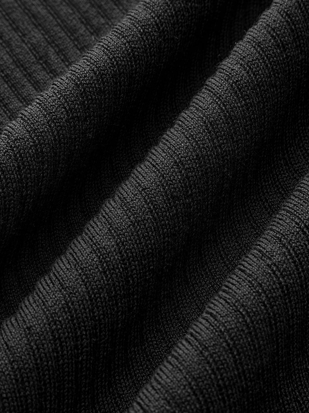 Yarı Şeffaf Ribana Triko Bluz Siyah Dar Kesim