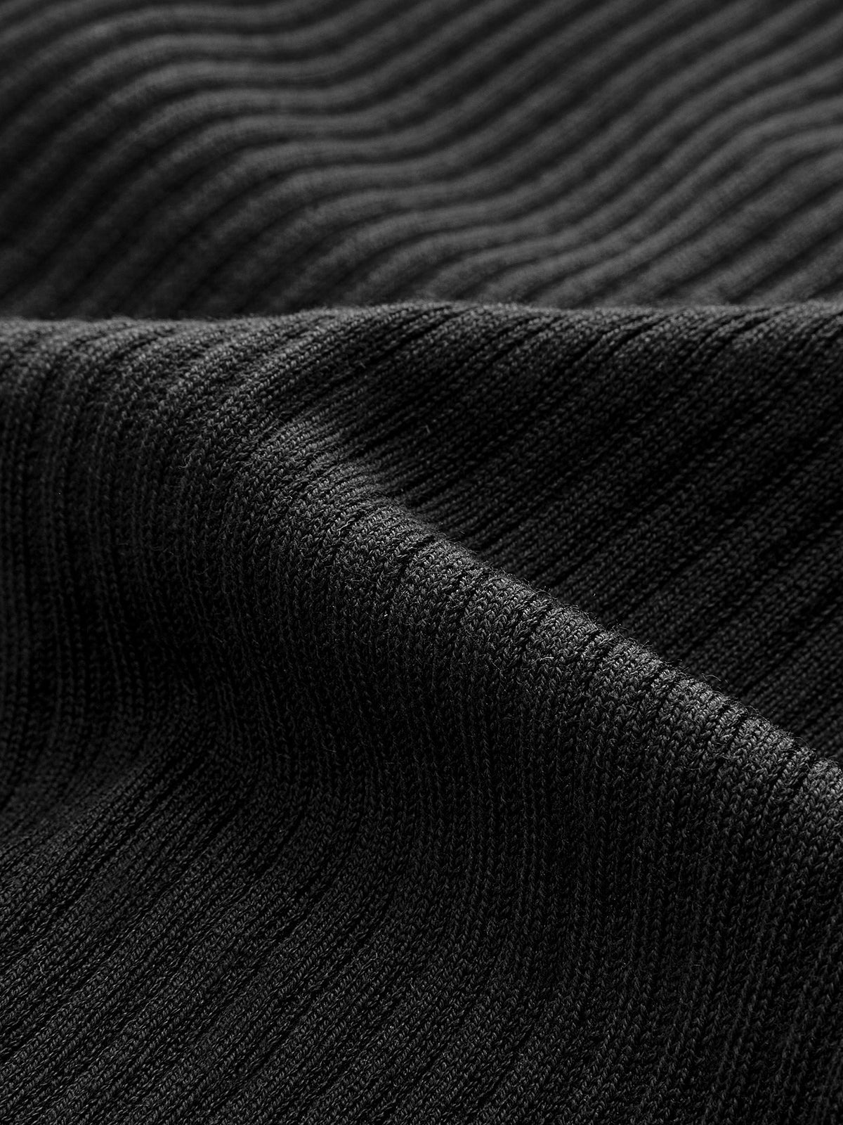 Yarı Şeffaf Ribana Triko Bluz Siyah Dar Kesim