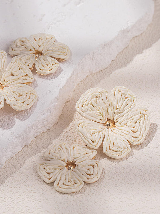 Şık Altın Varak Dantel Yaprak Damla Küpe