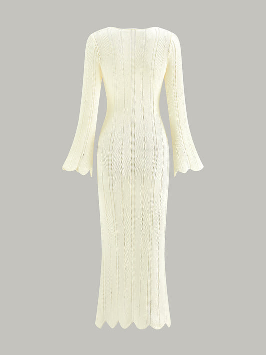 Şık Boş Detaylı Dar Kesim Maxi Kazak Elbise