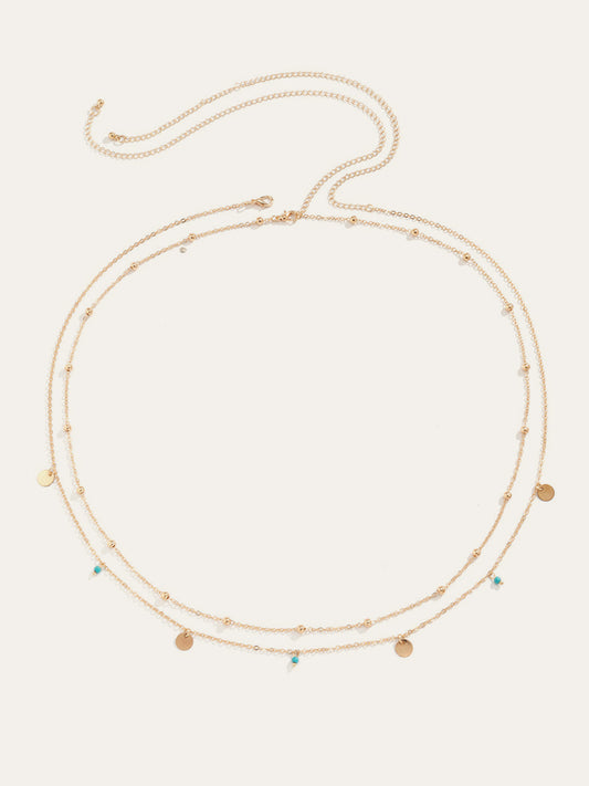 Canlı İki Katmanlı Boncuklu Kemer ve Alaşım Aksesuarlar