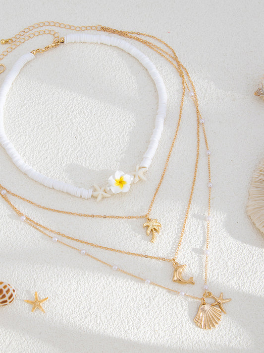 Şık Çok Katmanlı Plaj Temalı Kolye Alaşım Karışımı