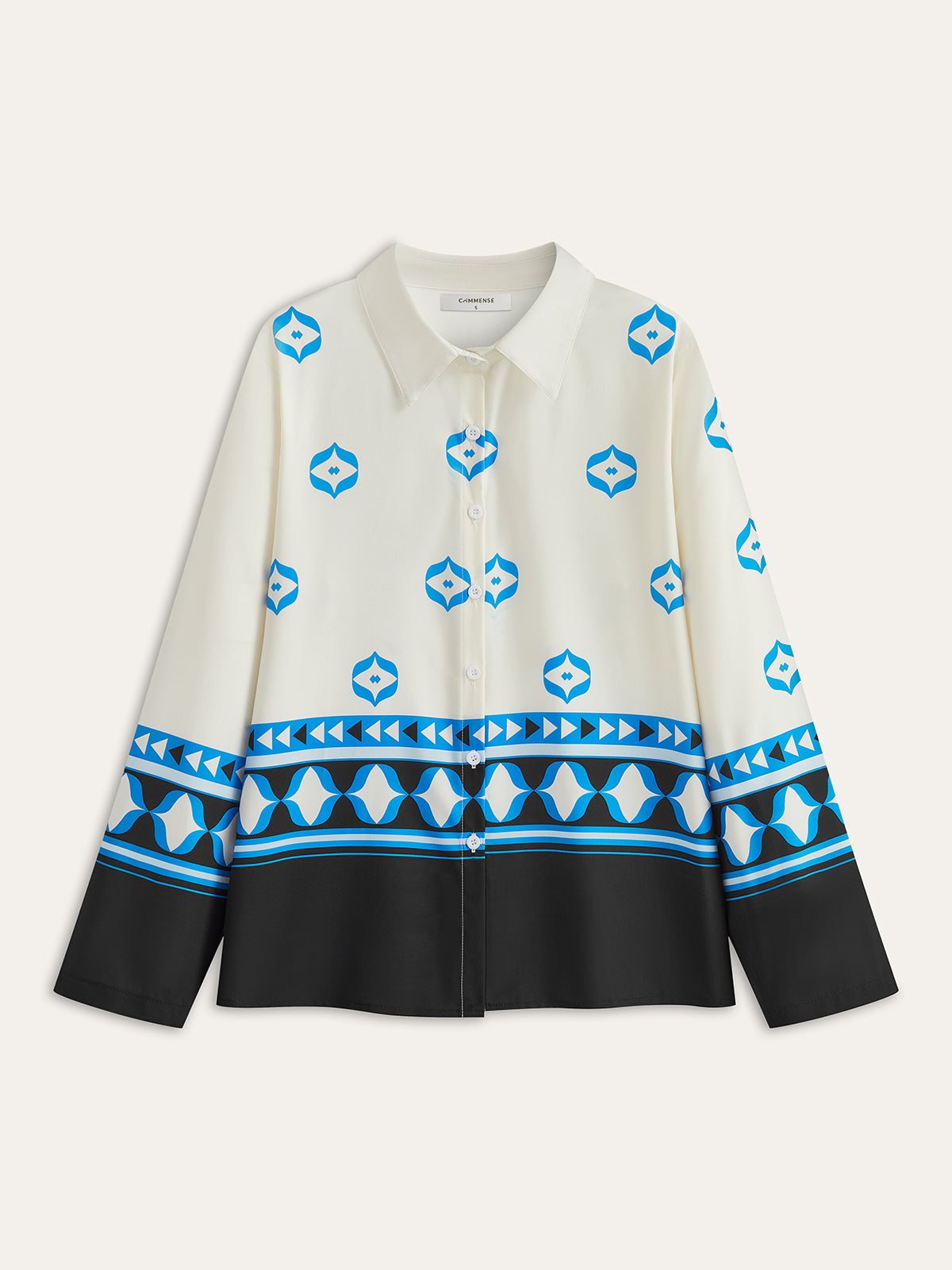 Oversized Baskılı Takım Elbise Seti Mavi Esnek Bel