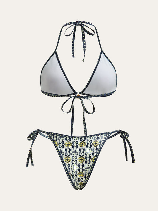 Çekici Desenli Halter Bikini Takımı