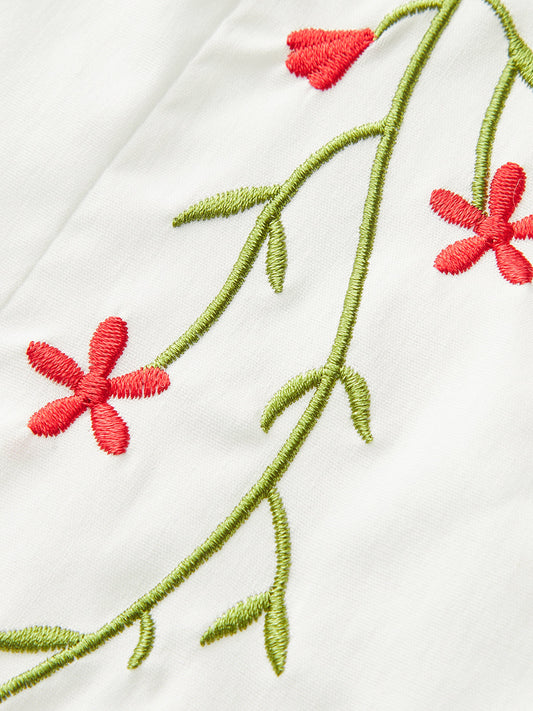 Düğmeli Ön İşlemeli Çiçekli Mini Elbise, Şık ve Feminen Tarz