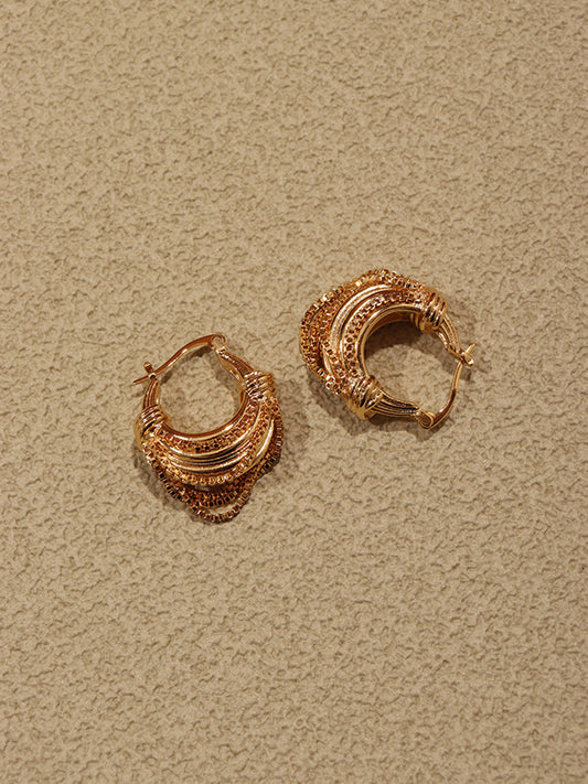 Şık Çok Katmanlı Altın Kaplama Halka Küpe