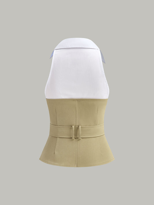 Şık ve Trendy Görünüm İçin Kuşaklı Yakasız Bluz