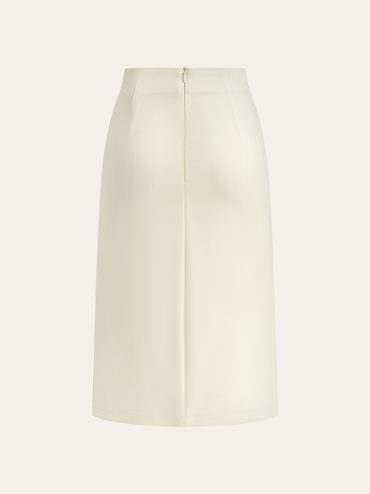 Metal Detay Yırtmaçlı Midi Etek