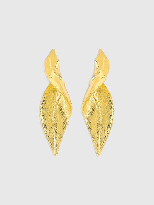 Altın Yaprak Şeklinde Damla Küpe
